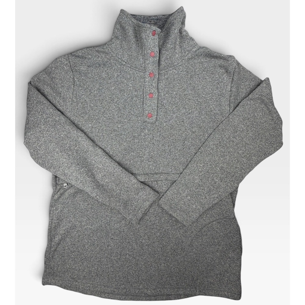 Latched Mama Women's Large Nursing Fleece Pullover Gray Pink Snap Breastfeeding